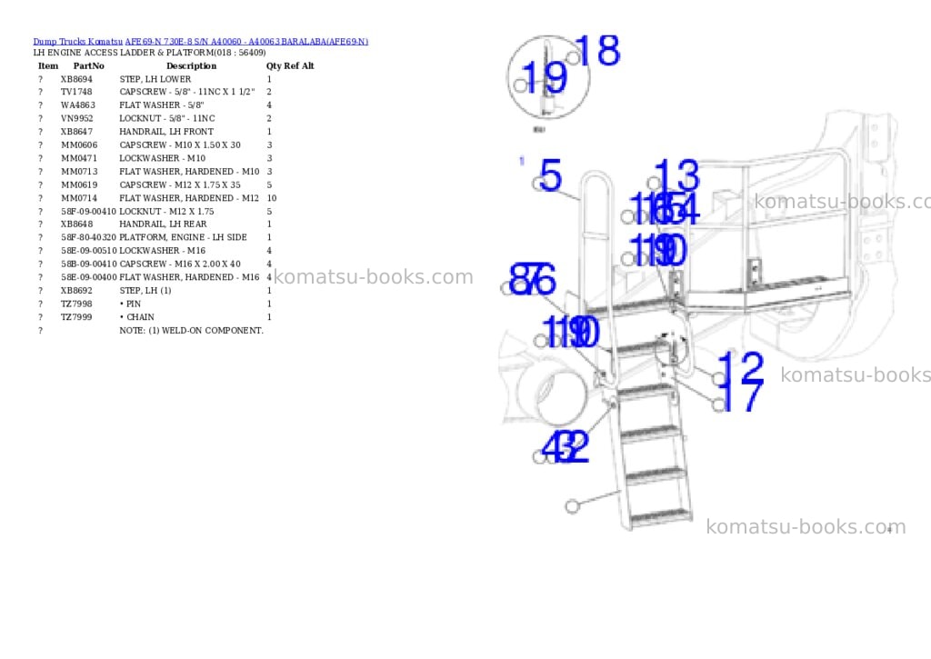 Komatsu AFE69-N 730E-8 S/N A40060 - A40063 BARALABA Parts catalog cover Page 2
