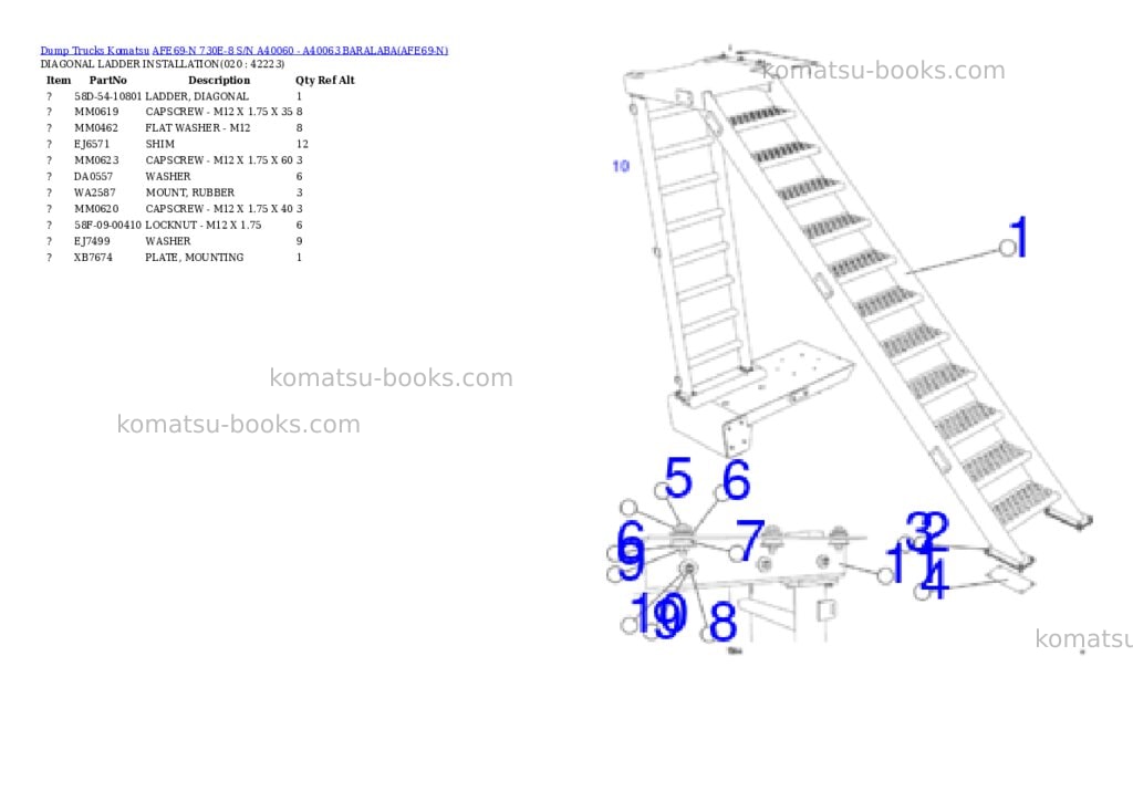 Komatsu AFE69-N 730E-8 S/N A40060 - A40063 BARALABA Parts catalog cover Page 3