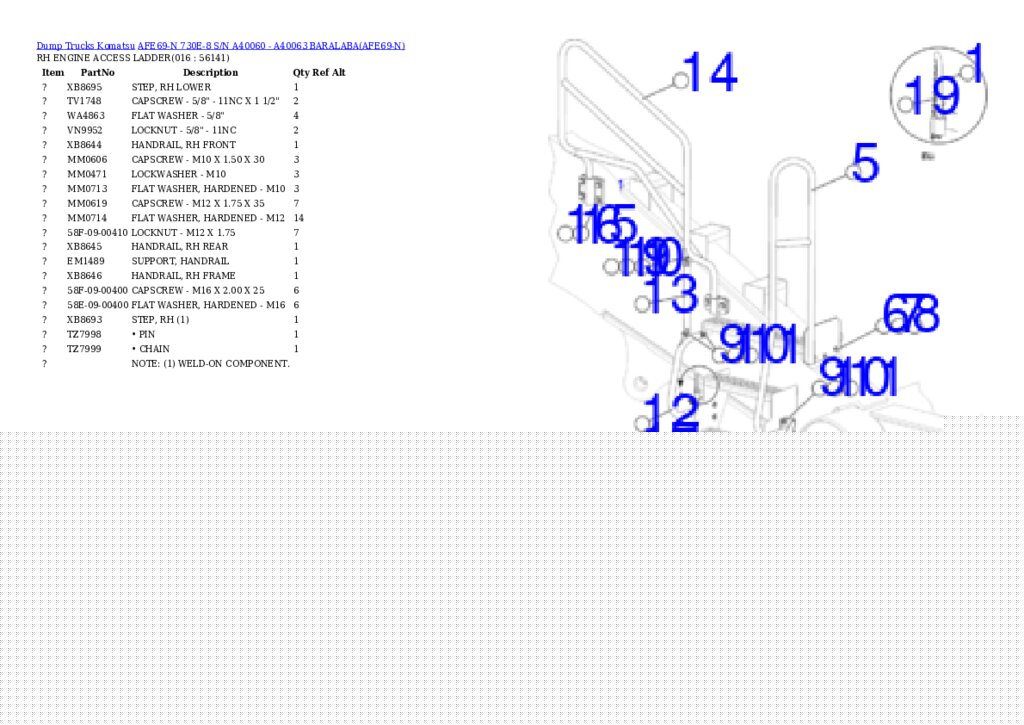 Komatsu AFE69-N 730E-8 S/N A40060 - A40063 BARALABA Parts catalog cover Page 8