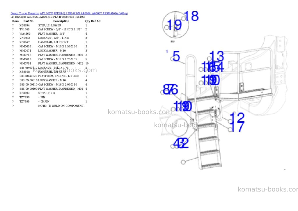 Komatsu AFE69-Q 730E-8 S/N A40064, A40067 ASSMANG Parts catalog cover Page 9