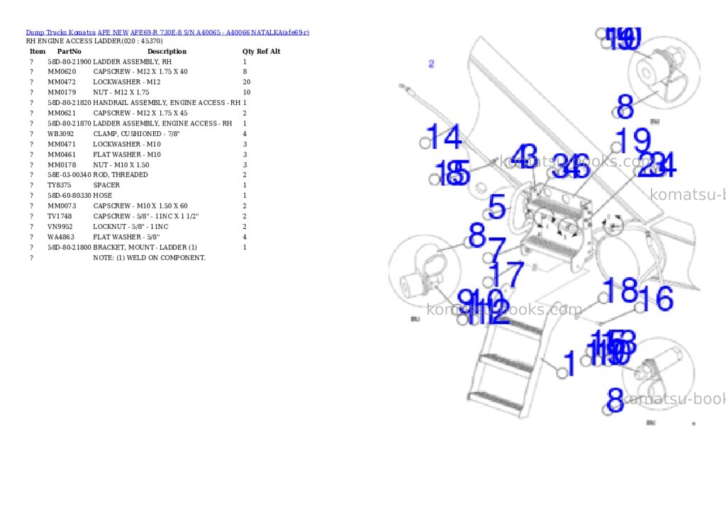 Komatsu AFE69-R 730E-8 S/N A40065 - A40066 NATALKA Parts catalog cover Page 10 Komatsu AFE69-R 730E-8 S/N A40065 - A40066 NATALKA Parts catalog cover Page 10