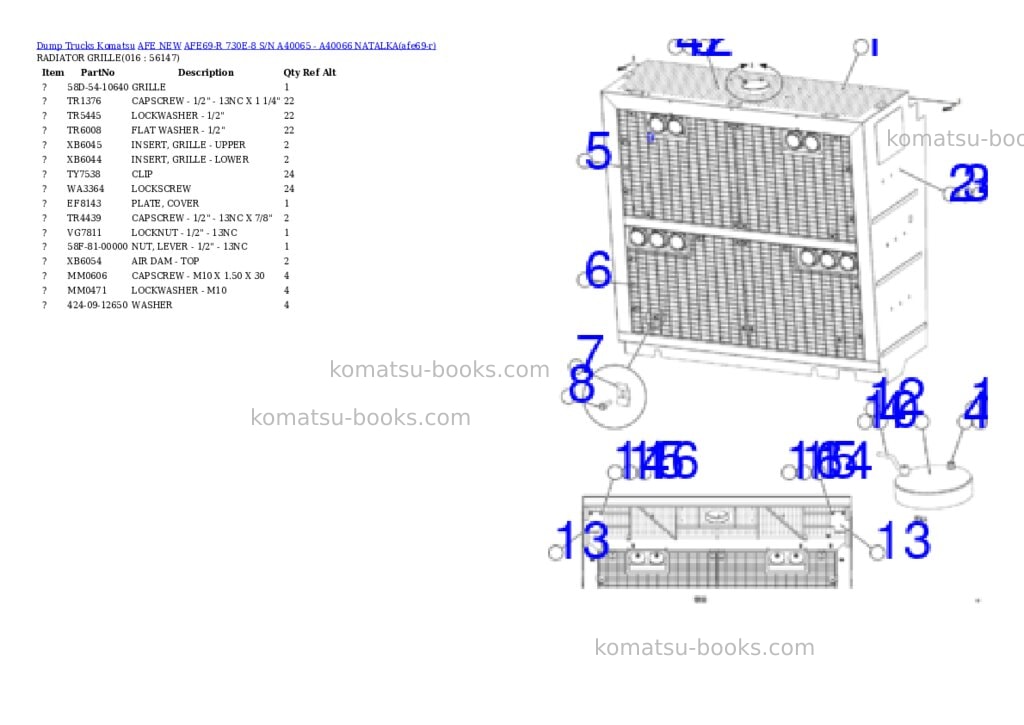 Komatsu AFE69-R 730E-8 S/N A40065 - A40066 NATALKA Parts catalog cover Page 8 Komatsu AFE69-R 730E-8 S/N A40065 - A40066 NATALKA Parts catalog cover Page 8