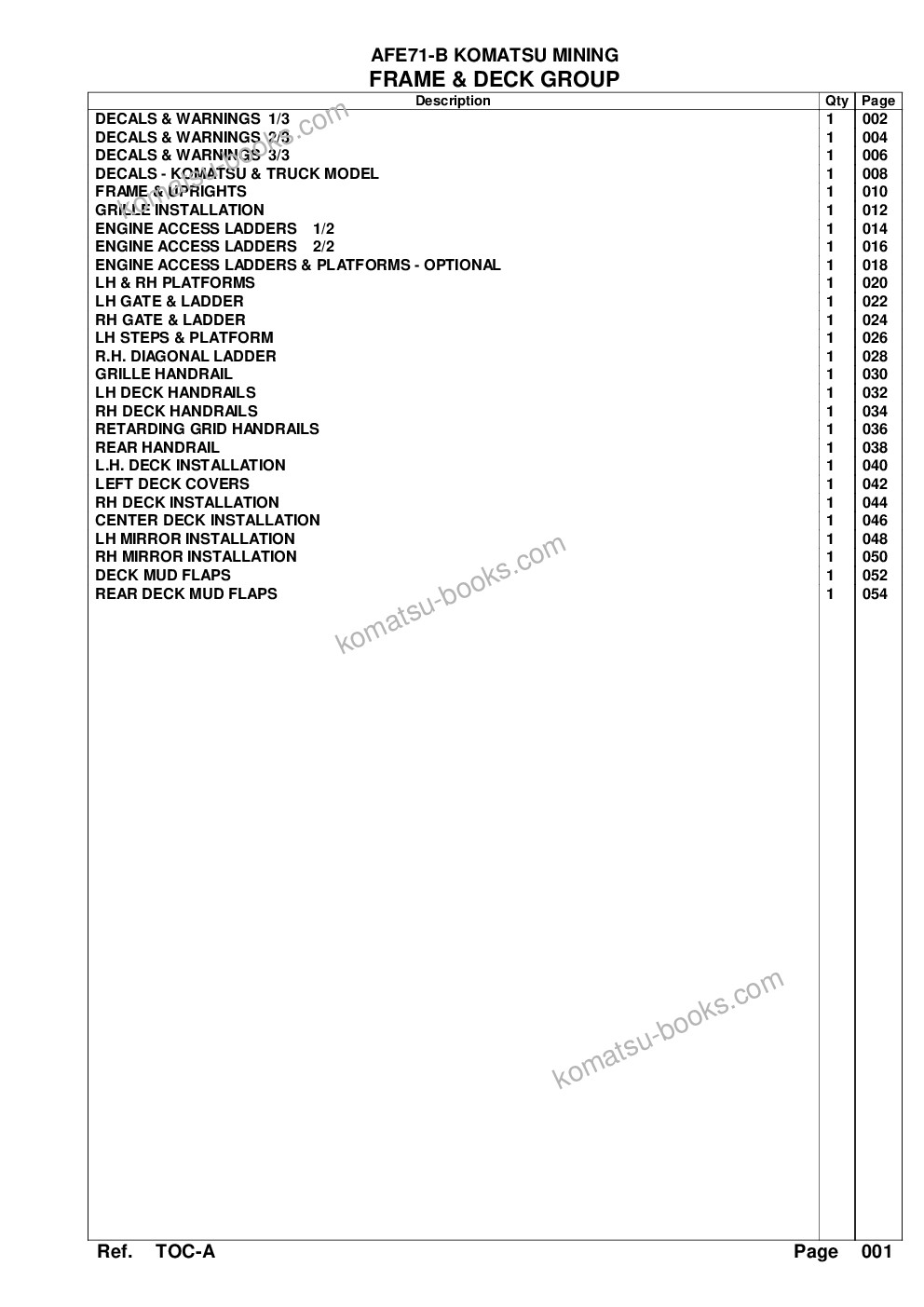 Komatsu afe71-b 960e-2kt s/n a50065 - a50085 komatsu mining 960e-2kt Parts catalog cover Page 3