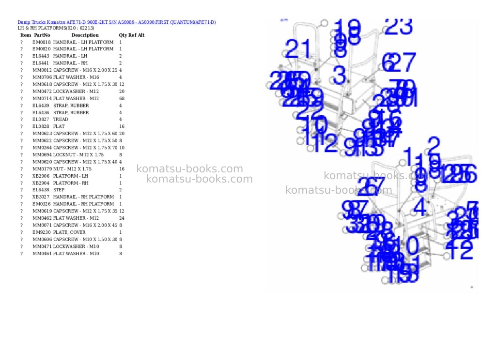 Komatsu afe71-d 960e-2kt s/n a50089 - a50090 first quantum Parts catalog cover Page 10 Komatsu afe71-d 960e-2kt s/n a50089 - a50090 first quantum Parts catalog cover Page 10