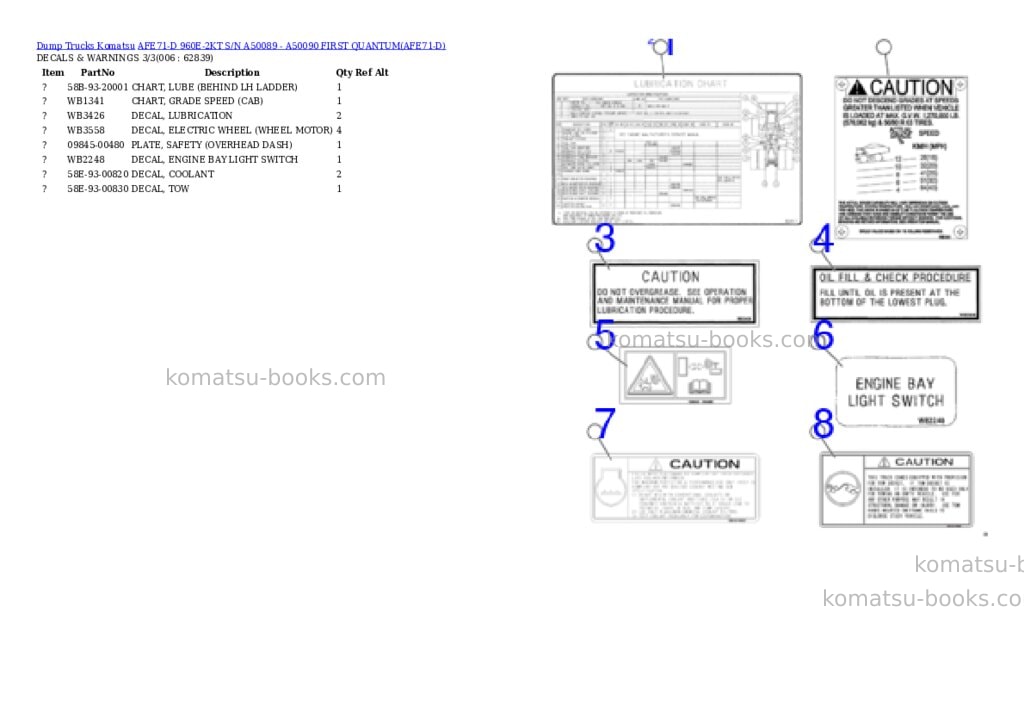 Komatsu afe71-d 960e-2kt s/n a50089 - a50090 first quantum Parts catalog cover Page 3 Komatsu afe71-d 960e-2kt s/n a50089 - a50090 first quantum Parts catalog cover Page 3