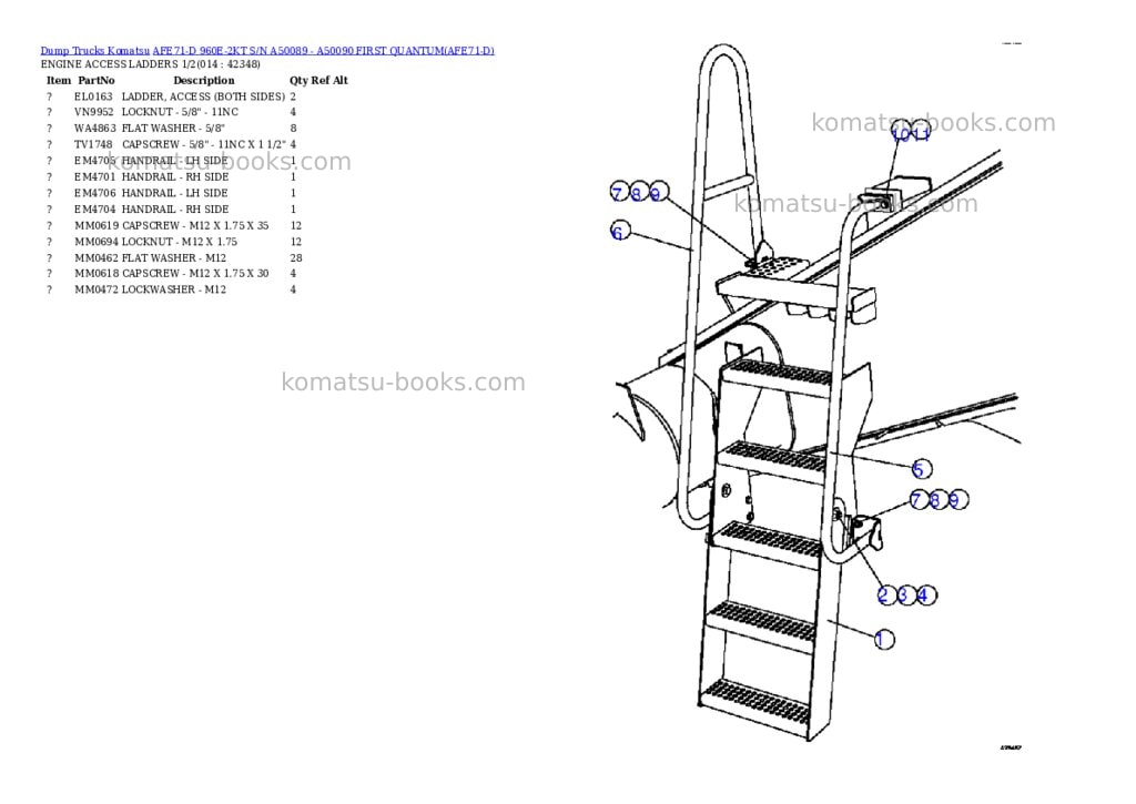 Komatsu afe71-d 960e-2kt s/n a50089 - a50090 first quantum Parts catalog cover Page 7 Komatsu afe71-d 960e-2kt s/n a50089 - a50090 first quantum Parts catalog cover Page 7