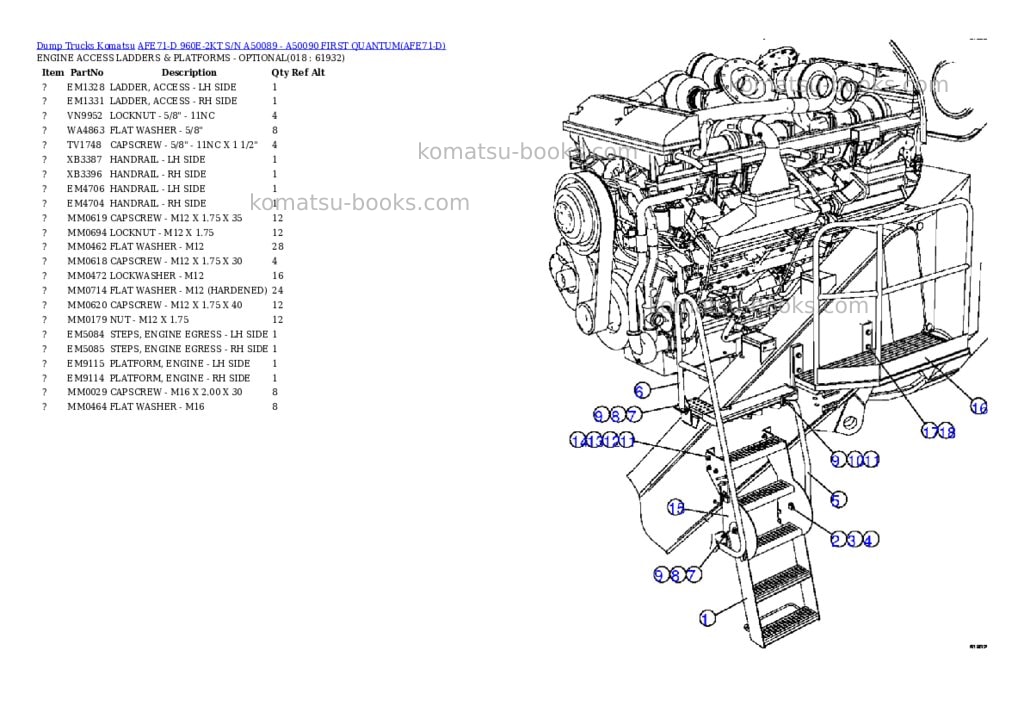 Komatsu afe71-d 960e-2kt s/n a50089 - a50090 first quantum Parts catalog cover Page 9 Komatsu afe71-d 960e-2kt s/n a50089 - a50090 first quantum Parts catalog cover Page 9