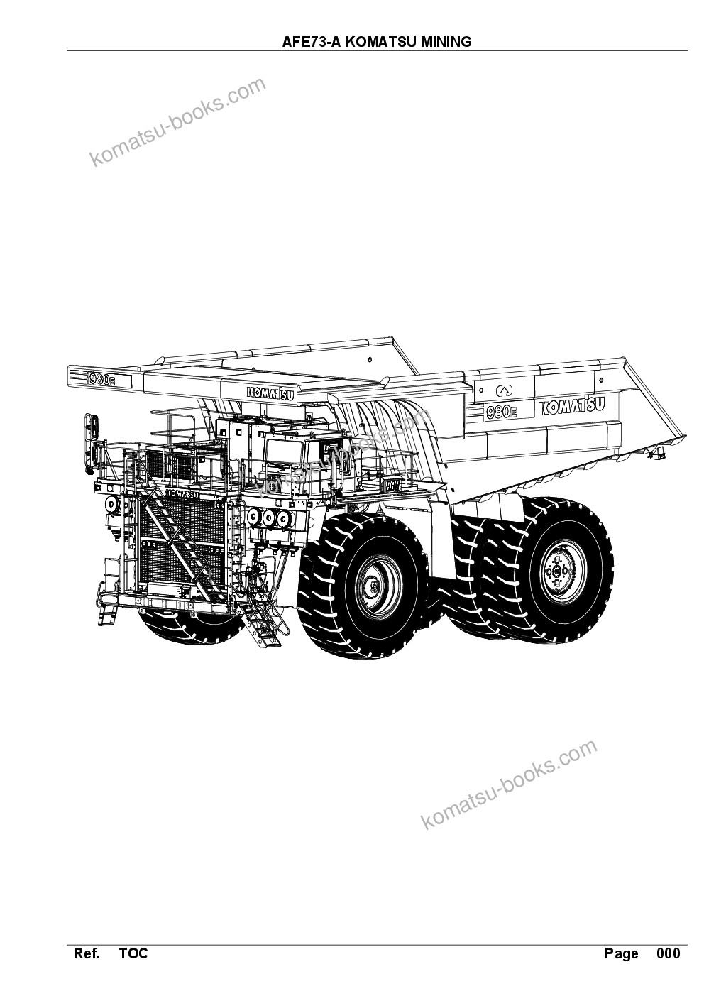 Komatsu afe73-a 980e-4 s/n a40003 - a40030, a40033 - a40042 & a40045 - a40049 suncor Parts catalog cover Komatsu afe73-a 980e-4 s/n a40003 - a40030, a40033 - a40042 & a40045 - a40049 suncor Parts catalog cover