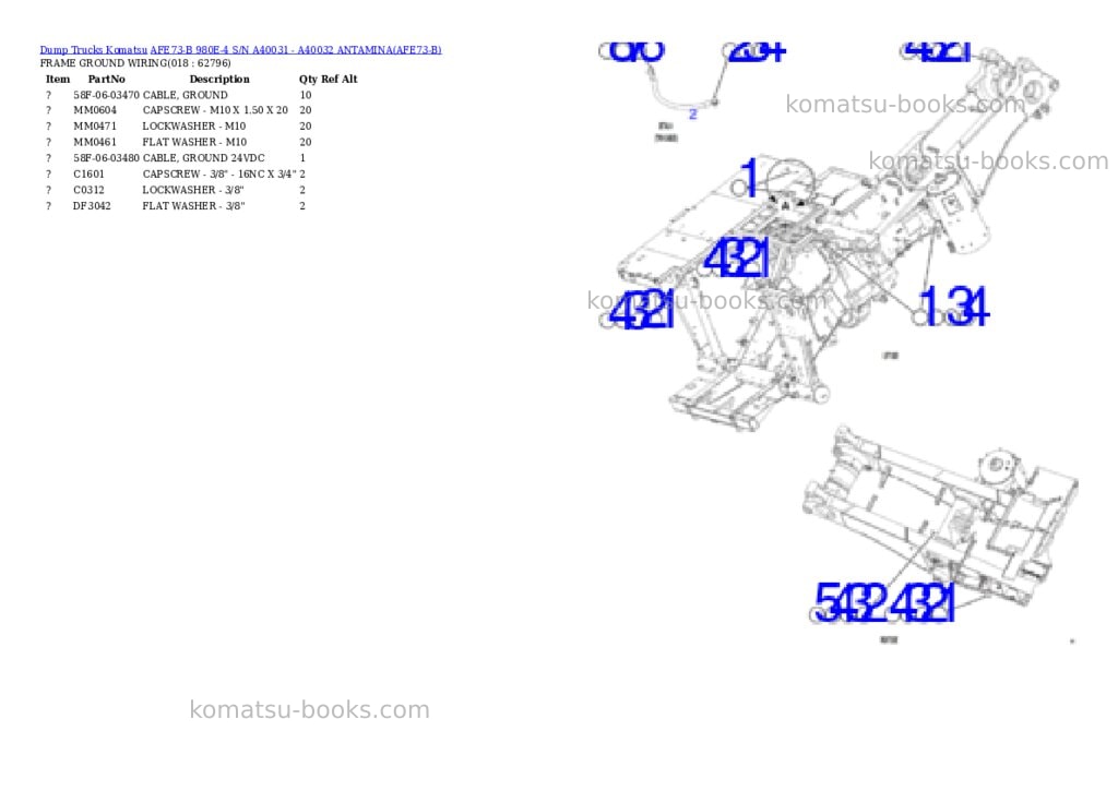 Komatsu afe73-b 980e-4 s/n a40031 - a40032 antamina Parts catalog cover Page 9 Komatsu afe73-b 980e-4 s/n a40031 - a40032 antamina Parts catalog cover Page 9