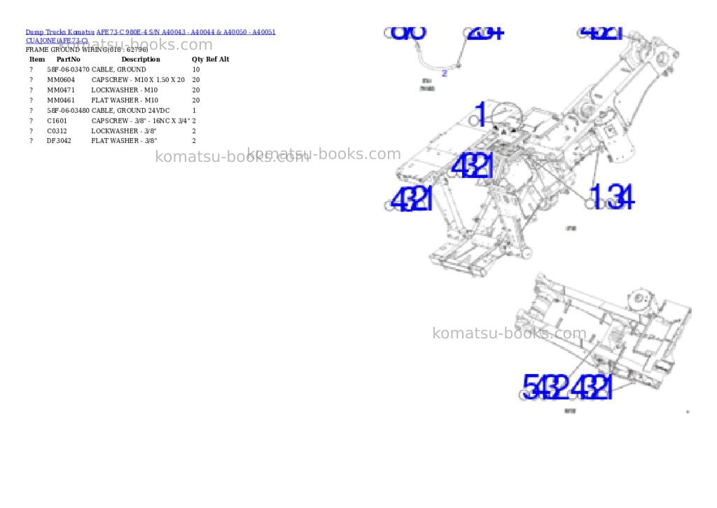 Komatsu afe73-c 980e-4 s/n a40043 - a40044 & a40050 - a40051 cuajone Parts catalog cover Page 3 Komatsu afe73-c 980e-4 s/n a40043 - a40044 & a40050 - a40051 cuajone Parts catalog cover Page 3