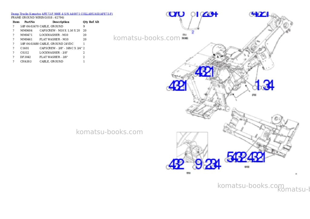 Komatsu afe73-f 980e-4 s/n a40071 collahuasi Parts catalog cover Page 9 Komatsu afe73-f 980e-4 s/n a40071 collahuasi Parts catalog cover Page 9