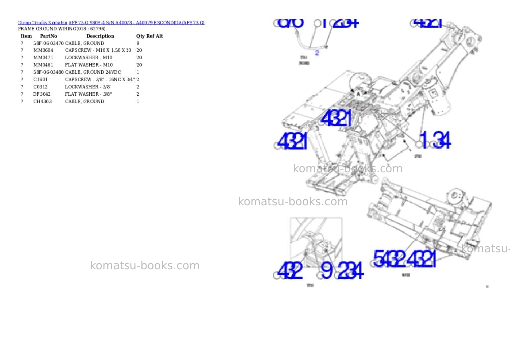 Komatsu afe73-g 980e-4 s/n a40078 - a40079 escondida Parts catalog cover Page 9