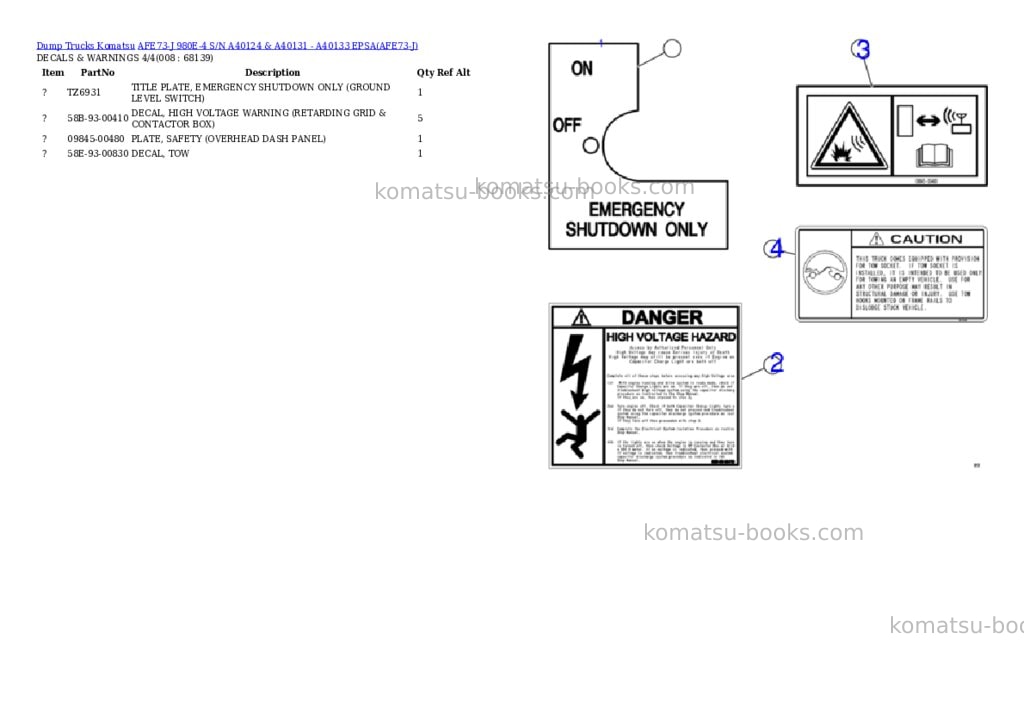 Komatsu afe73-j 980e-4 s/n a40124 & a40131 - a40133 epsa Parts catalog cover Page 4 Komatsu afe73-j 980e-4 s/n a40124 & a40131 - a40133 epsa Parts catalog cover Page 4