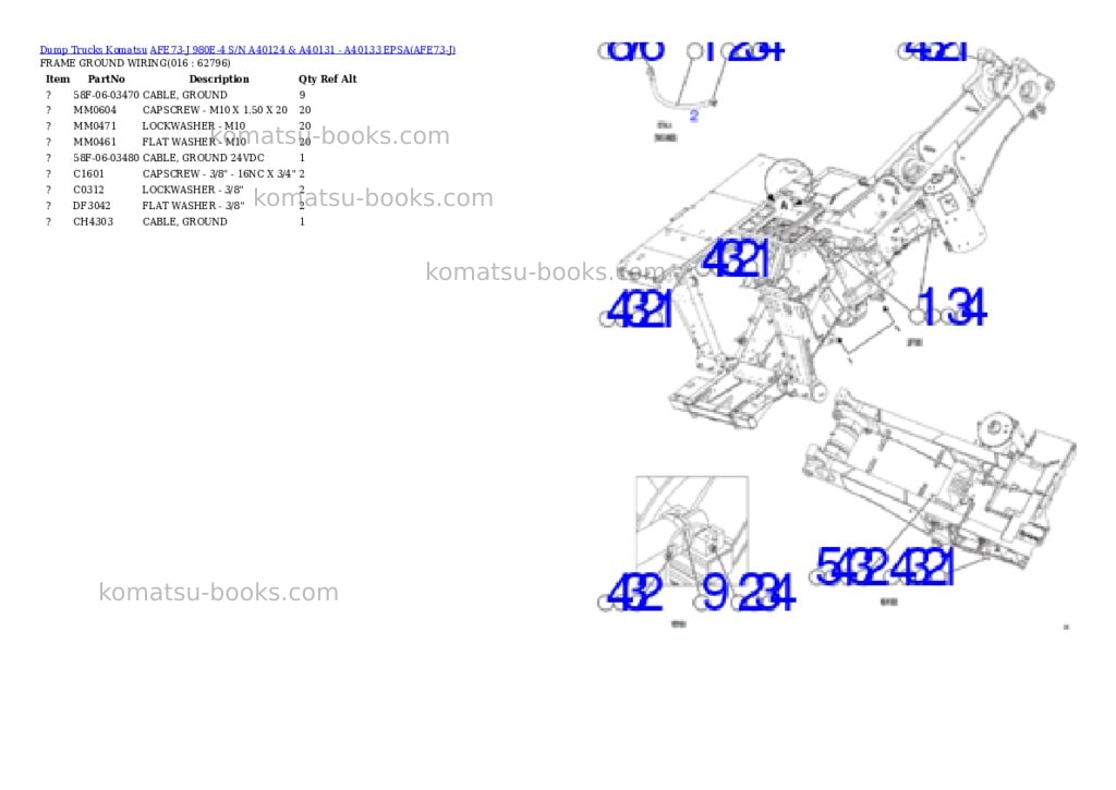 Komatsu afe73-j 980e-4 s/n a40124 & a40131 - a40133 epsa Parts catalog cover Page 8 Komatsu afe73-j 980e-4 s/n a40124 & a40131 - a40133 epsa Parts catalog cover Page 8