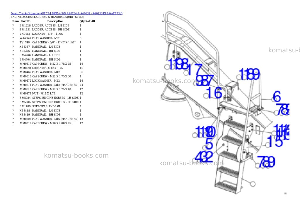 Komatsu afe73-j 980e-4 s/n a40124 & a40131 - a40133 epsa Parts catalog cover Page 9 Komatsu afe73-j 980e-4 s/n a40124 & a40131 - a40133 epsa Parts catalog cover Page 9