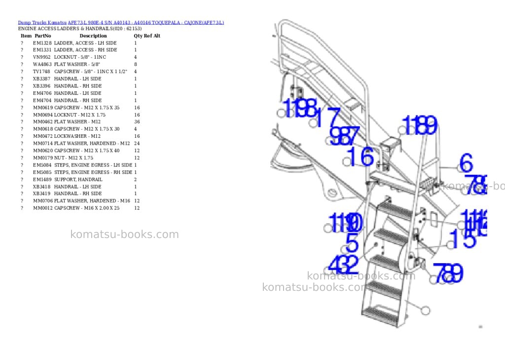 Komatsu AFE73-L 980E-4 S/N A40143 - A40146 TOQUEPALA - CAJONE Parts catalog cover Page 10 Komatsu AFE73-L 980E-4 S/N A40143 - A40146 TOQUEPALA - CAJONE Parts catalog cover Page 10
