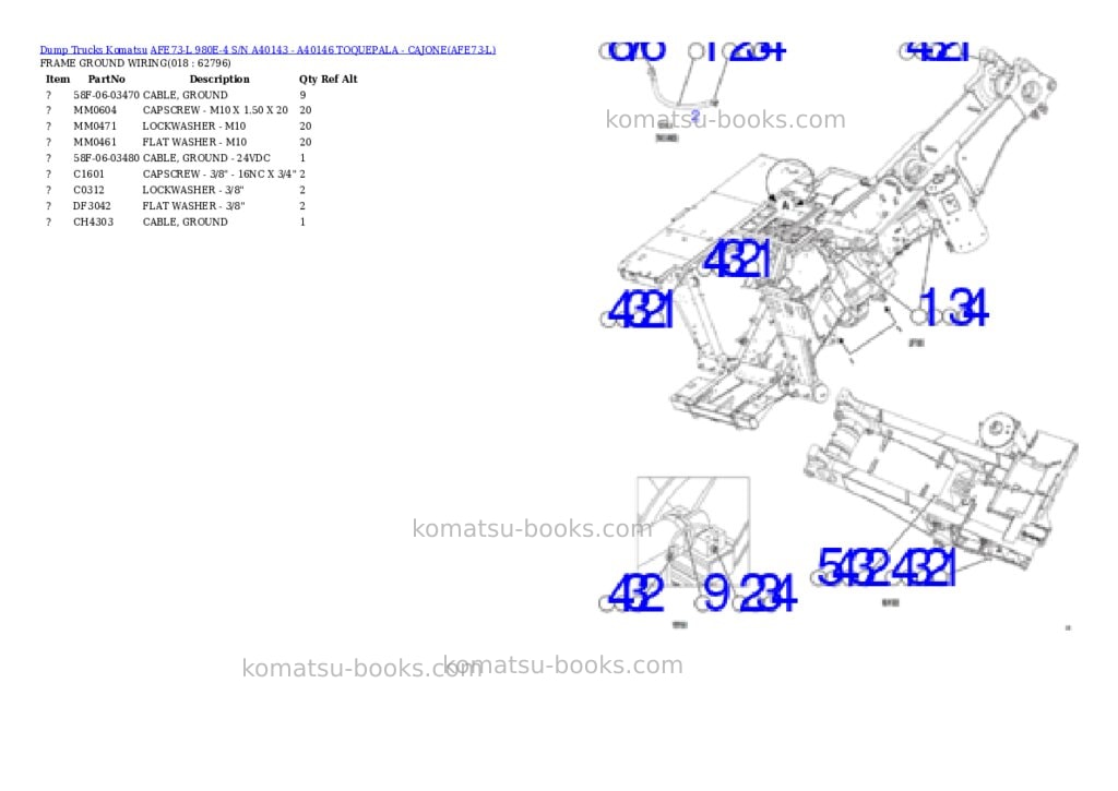 Komatsu AFE73-L 980E-4 S/N A40143 - A40146 TOQUEPALA - CAJONE Parts catalog cover Page 9 Komatsu AFE73-L 980E-4 S/N A40143 - A40146 TOQUEPALA - CAJONE Parts catalog cover Page 9