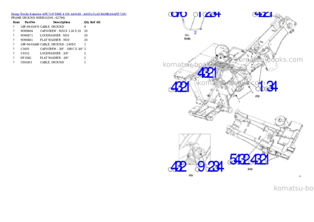 Komatsu AFE73-P 980E-4 S/N A40149 - A40153 LAS BAMBAS Parts catalog cover Page 9