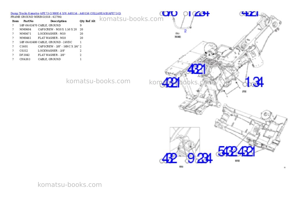 Komatsu AFE73-Q 980E-4 S/N A40154 - A40156 COLLAHUASI Parts catalog cover Page 9 Komatsu AFE73-Q 980E-4 S/N A40154 - A40156 COLLAHUASI Parts catalog cover Page 9