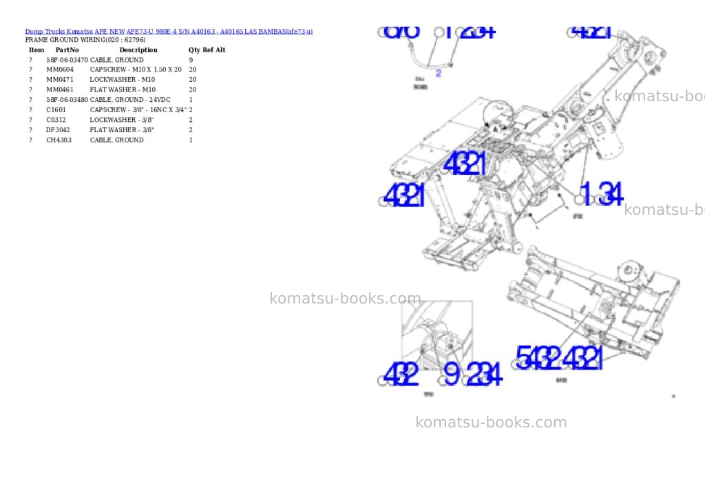 Komatsu AFE73-U 980E-4 S/N A40163 - A40165 LAS BAMBAS Parts catalog cover Page 10