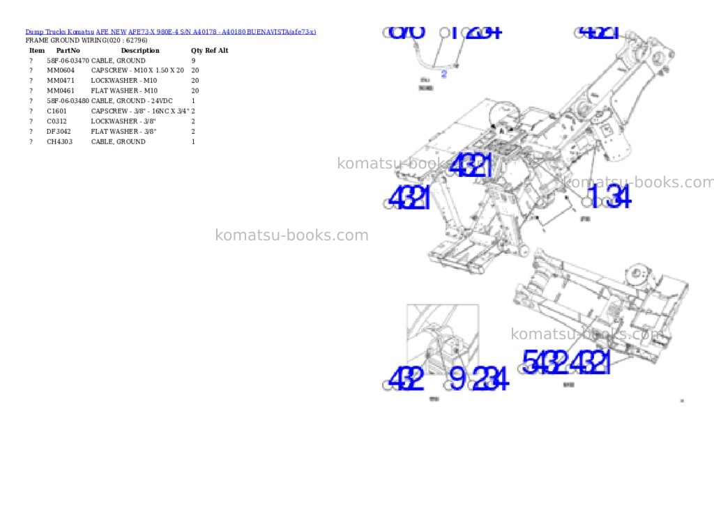 Komatsu AFE73-X 980E-4 S/N A40178 - A40180 BUENAVISTA Parts catalog cover Page 10 Komatsu AFE73-X 980E-4 S/N A40178 - A40180 BUENAVISTA Parts catalog cover Page 10