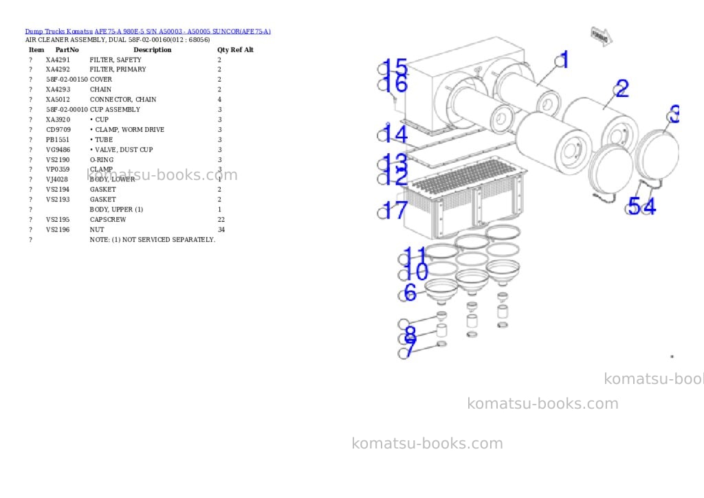 Komatsu afe75-a 980e-5 s/n a50003 - a50005 suncor Parts catalog cover Page 6 Komatsu afe75-a 980e-5 s/n a50003 - a50005 suncor Parts catalog cover Page 6