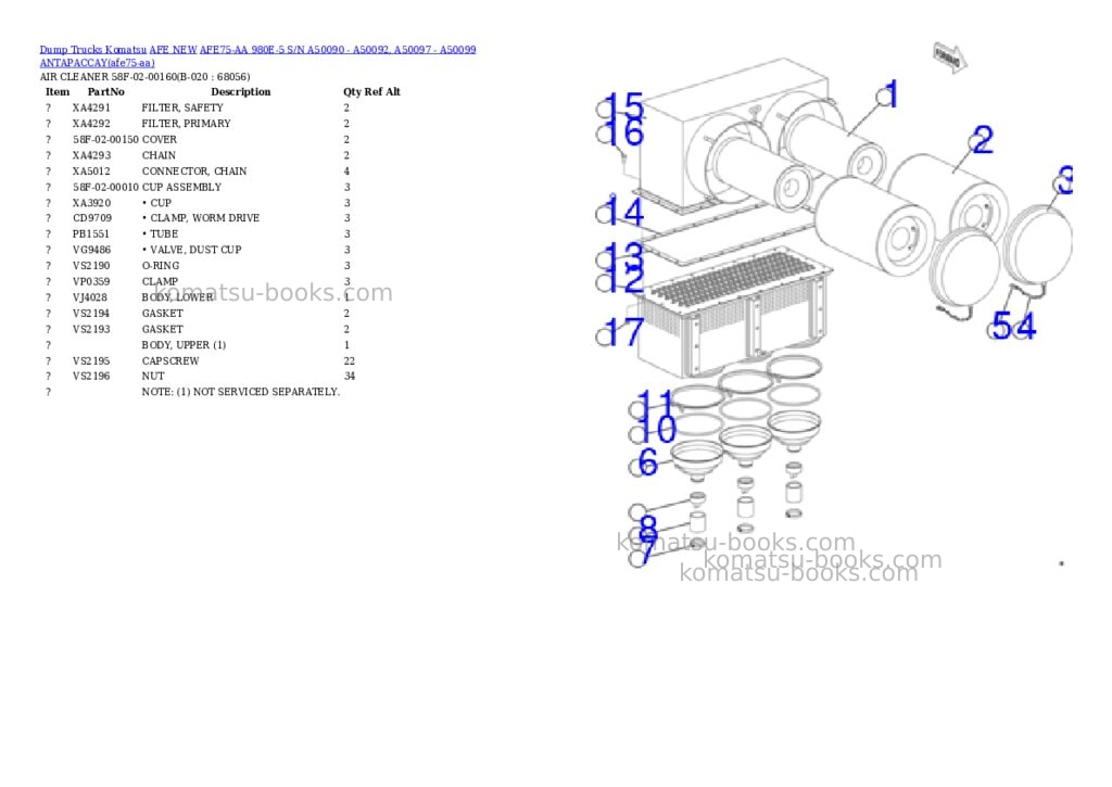 Komatsu AFE75-AA 980E-5 S/N A50090 - A50092, A50097 - A50099 ANTAPACCAY Parts catalog cover Page 10 Komatsu AFE75-AA 980E-5 S/N A50090 - A50092, A50097 - A50099 ANTAPACCAY Parts catalog cover Page 10