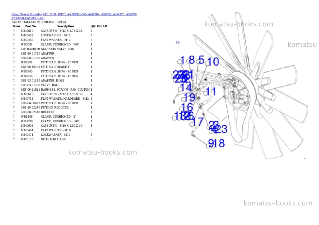 Komatsu AFE75-AA 980E-5 S/N A50090 - A50092, A50097 - A50099 ANTAPACCAY Parts catalog cover Page 3 Komatsu AFE75-AA 980E-5 S/N A50090 - A50092, A50097 - A50099 ANTAPACCAY Parts catalog cover Page 3