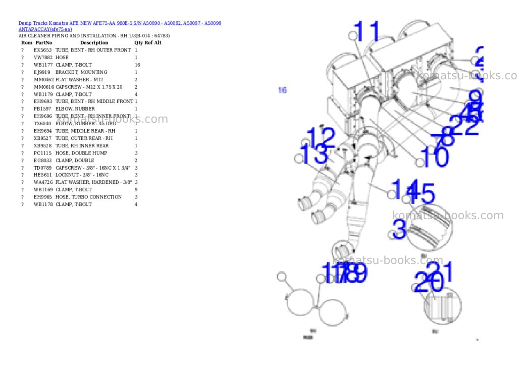 Komatsu AFE75-AA 980E-5 S/N A50090 - A50092, A50097 - A50099 ANTAPACCAY Parts catalog cover Page 7 Komatsu AFE75-AA 980E-5 S/N A50090 - A50092, A50097 - A50099 ANTAPACCAY Parts catalog cover Page 7