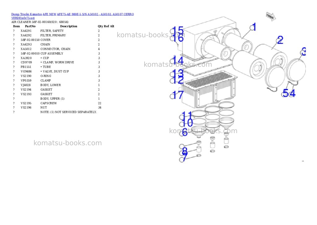 Komatsu AFE75-AE 980E-5 S/N A50102 - A50103, A50107 CERRO VERDE Parts catalog cover Page 10