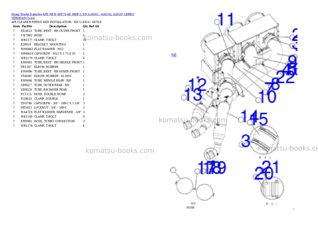 Komatsu AFE75-AE 980E-5 S/N A50102 - A50103, A50107 CERRO VERDE Parts catalog cover Page 7