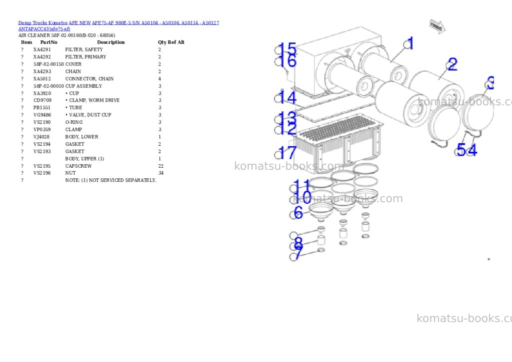 Komatsu AFE75-AF 980E-5 S/N A50104 - A50106, A50114 - A50127 ANTAPACCAY Parts catalog cover Page 10 Komatsu AFE75-AF 980E-5 S/N A50104 - A50106, A50114 - A50127 ANTAPACCAY Parts catalog cover Page 10