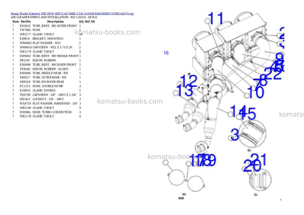 Komatsu AFE75-AG 980E-5 S/N A50108 RADOMIRO TOMIC Parts catalog cover Page 7