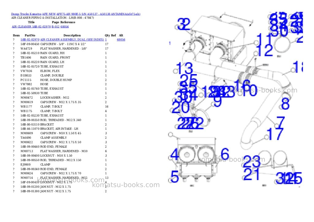 Komatsu AFE75-AH 980E-5 S/N A50137 - A50138 ANTAMINA Parts catalog cover Page 4