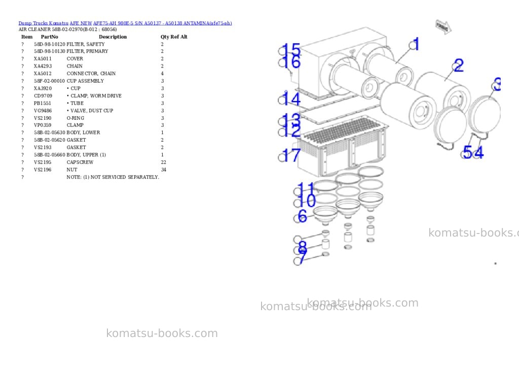 Komatsu AFE75-AH 980E-5 S/N A50137 - A50138 ANTAMINA Parts catalog cover Page 6