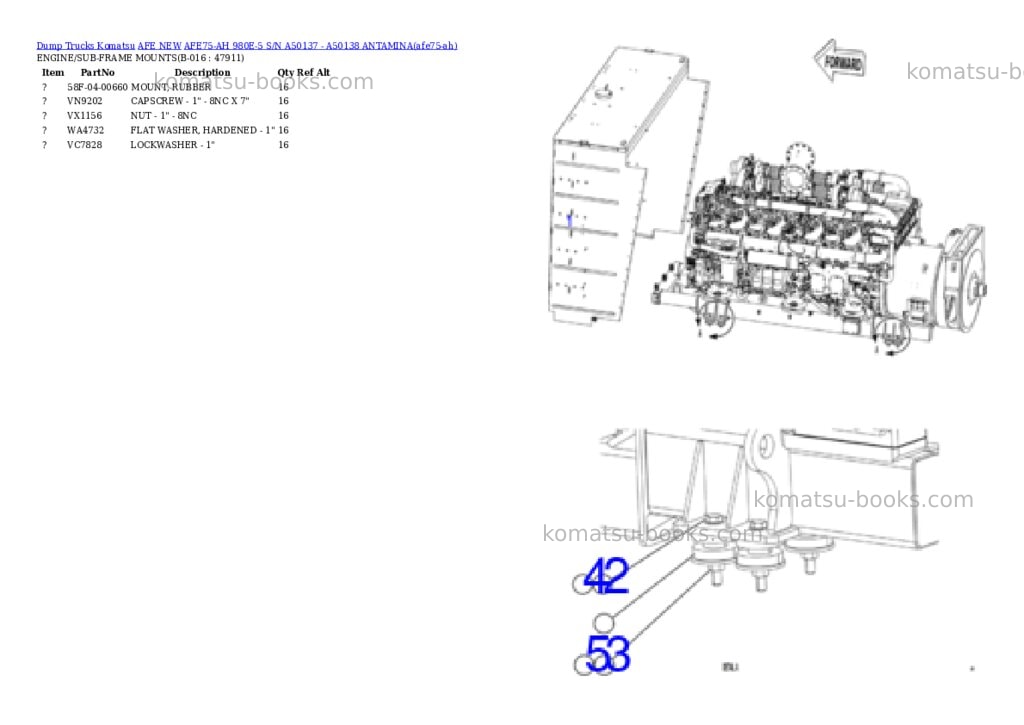 Komatsu AFE75-AH 980E-5 S/N A50137 - A50138 ANTAMINA Parts catalog cover Page 8