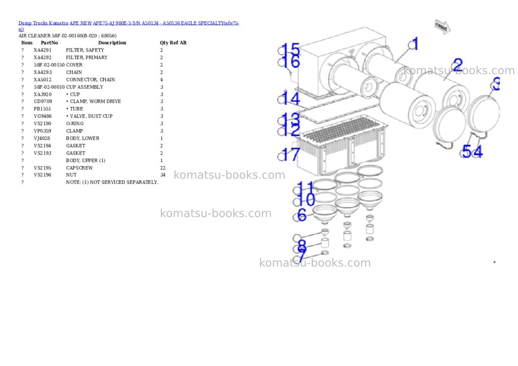 Komatsu AFE75-AJ 980E-5 S/N A50134 - A50136 EAGLE SPECIALTY Parts catalog cover Page 10 Komatsu AFE75-AJ 980E-5 S/N A50134 - A50136 EAGLE SPECIALTY Parts catalog cover Page 10