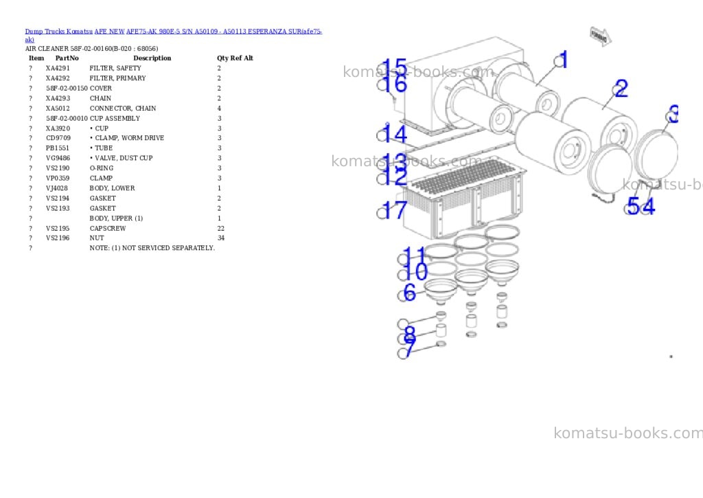 Komatsu AFE75-AK 980E-5 S/N A50109 - A50113 ESPERANZA SUR Parts catalog cover Page 10