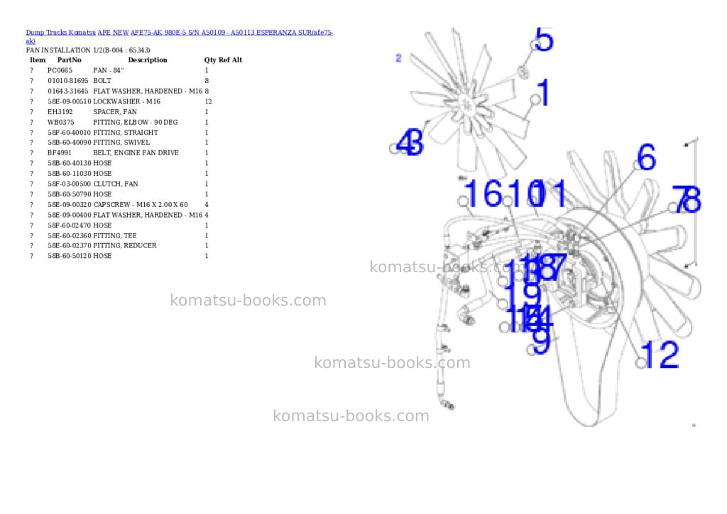Komatsu AFE75-AK 980E-5 S/N A50109 - A50113 ESPERANZA SUR Parts catalog cover Page 2