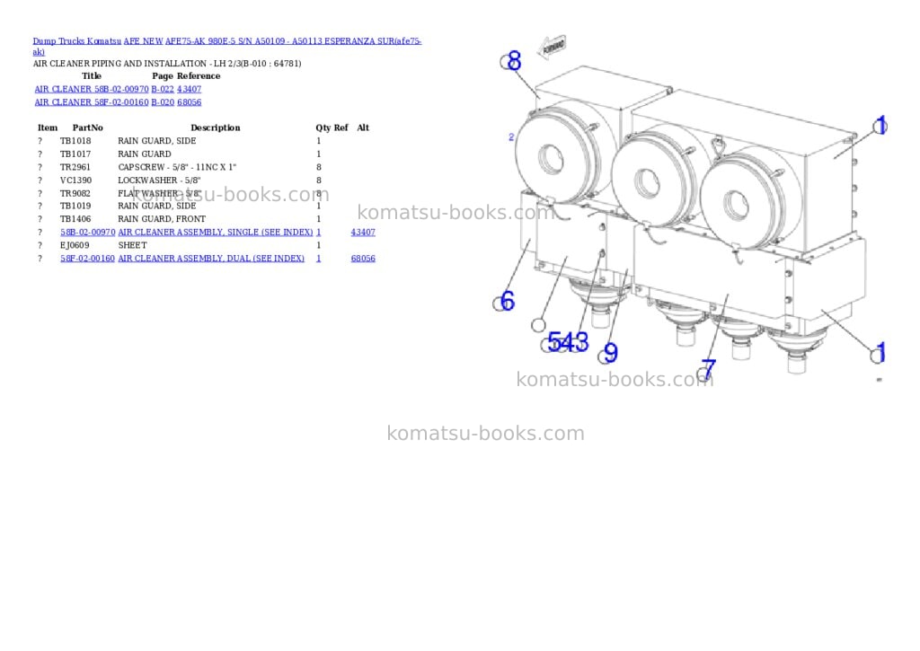 Komatsu AFE75-AK 980E-5 S/N A50109 - A50113 ESPERANZA SUR Parts catalog cover Page 5
