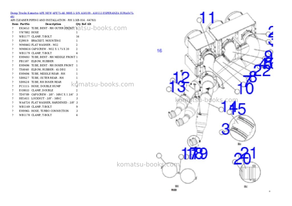Komatsu AFE75-AK 980E-5 S/N A50109 - A50113 ESPERANZA SUR Parts catalog cover Page 7