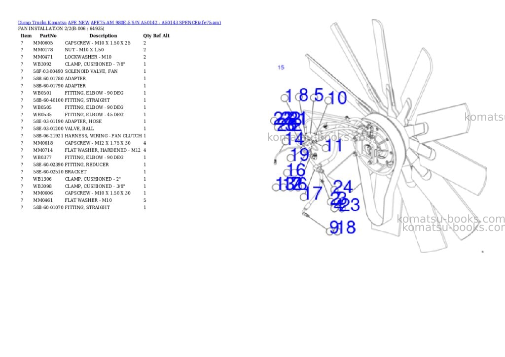 Komatsu AFE75-AM 980E-5 S/N A50142 - A50143 SPENCE Parts catalog cover Page 3 Komatsu AFE75-AM 980E-5 S/N A50142 - A50143 SPENCE Parts catalog cover Page 3