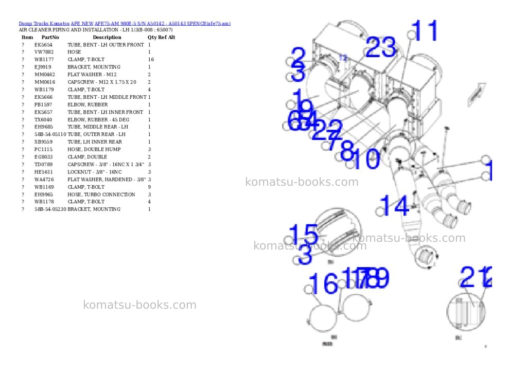 Komatsu AFE75-AM 980E-5 S/N A50142 - A50143 SPENCE Parts catalog cover Page 4 Komatsu AFE75-AM 980E-5 S/N A50142 - A50143 SPENCE Parts catalog cover Page 4