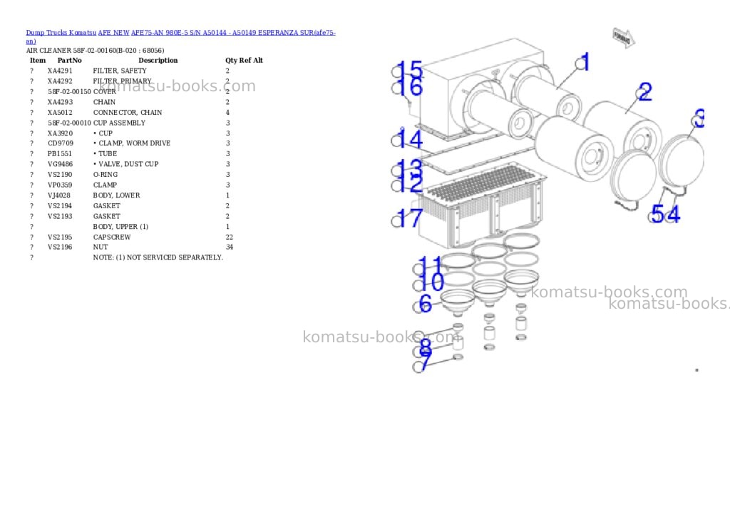 Komatsu AFE75-AN 980E-5 S/N A50144 - A50149 ESPERANZA SUR Parts catalog cover Page 10