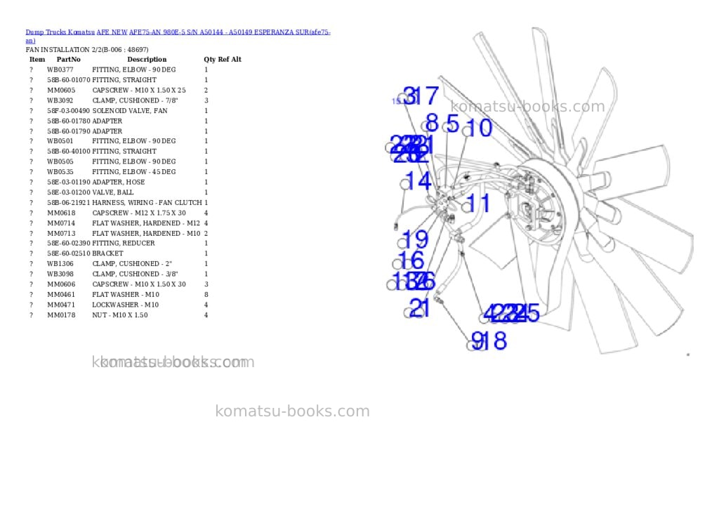 Komatsu AFE75-AN 980E-5 S/N A50144 - A50149 ESPERANZA SUR Parts catalog cover Page 3