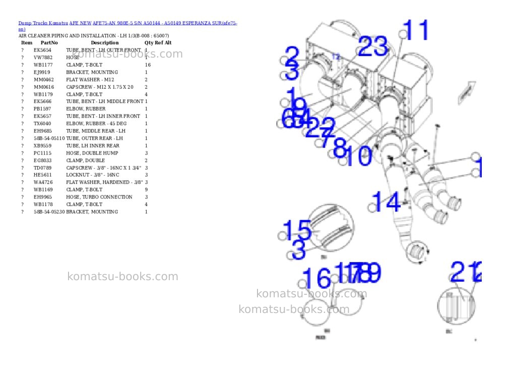 Komatsu AFE75-AN 980E-5 S/N A50144 - A50149 ESPERANZA SUR Parts catalog cover Page 4