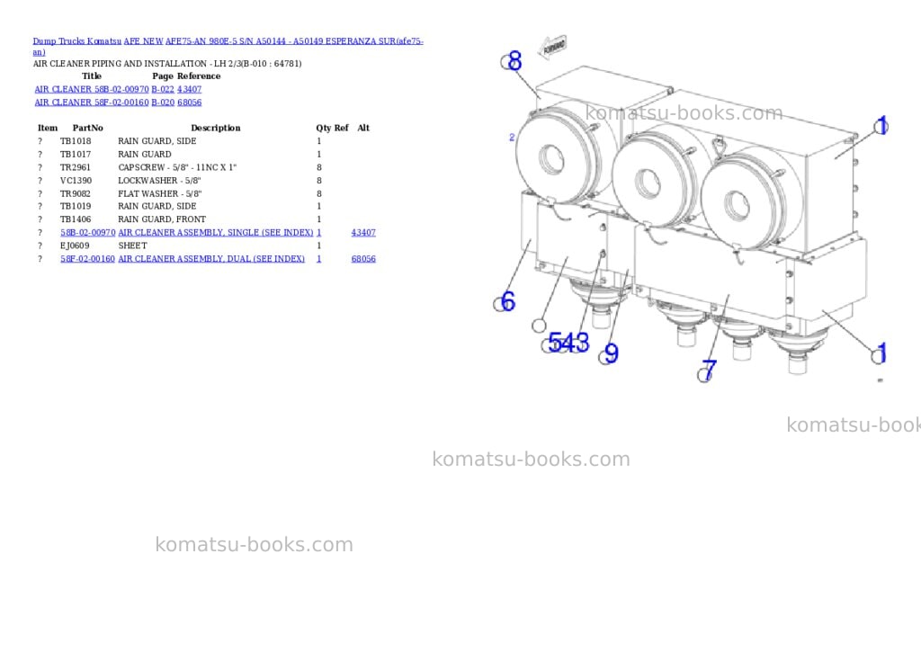 Komatsu AFE75-AN 980E-5 S/N A50144 - A50149 ESPERANZA SUR Parts catalog cover Page 5