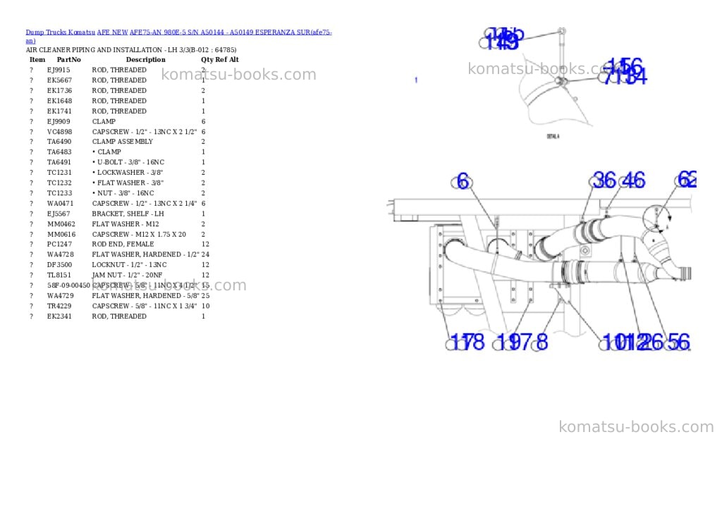 Komatsu AFE75-AN 980E-5 S/N A50144 - A50149 ESPERANZA SUR Parts catalog cover Page 6
