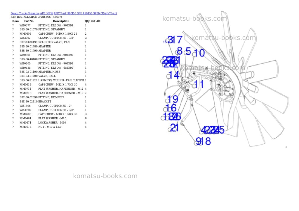 Komatsu AFE75-AP 980E-5 S/N A50150 SPENCE Parts catalog cover Page 3 Komatsu AFE75-AP 980E-5 S/N A50150 SPENCE Parts catalog cover Page 3