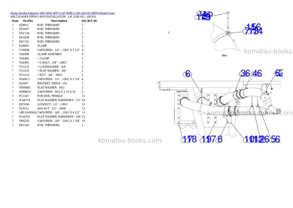 Komatsu AFE75-AP 980E-5 S/N A50150 SPENCE Parts catalog cover Page 6 Komatsu AFE75-AP 980E-5 S/N A50150 SPENCE Parts catalog cover Page 6